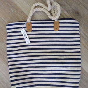 BNWT Summer & Rose navy and cream striped tote